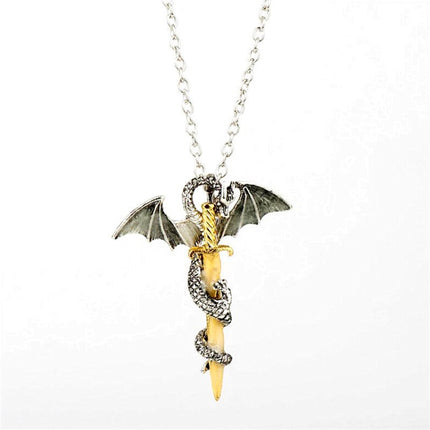 Luminous Jewelry Dragon Sword Pendant Necklace Dark Anime Necklace