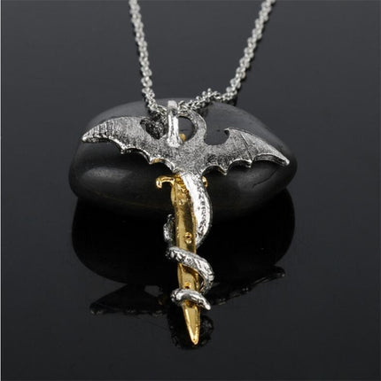 Luminous Jewelry Dragon Sword Pendant Necklace Dark Anime Necklace