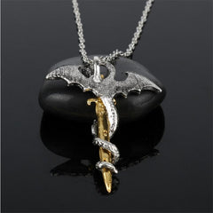 Luminous Jewelry Dragon Sword Pendant Necklace Dark Anime Necklace