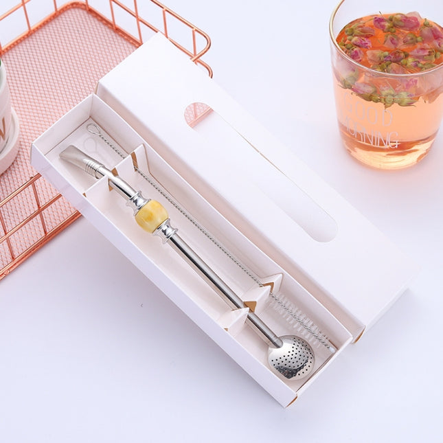 Washable Stainless Steel Straw Spoon Filter Slip Tea Tableware