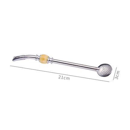 Washable Stainless Steel Straw Spoon Filter Slip Tea Tableware