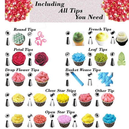 106 in 1 Cake Turntable Set Stainless Steel Decorating Mouth Cake Decorating Baking Tool, 106 PCS/Set Purple, 106 PCS/Set Blue