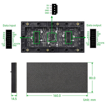 Waveshare RGB Full-color LED Matrix Panel, 2.5mm Pitch, 64x32 Pixels, Adjustable Brightness, 23707, 23707