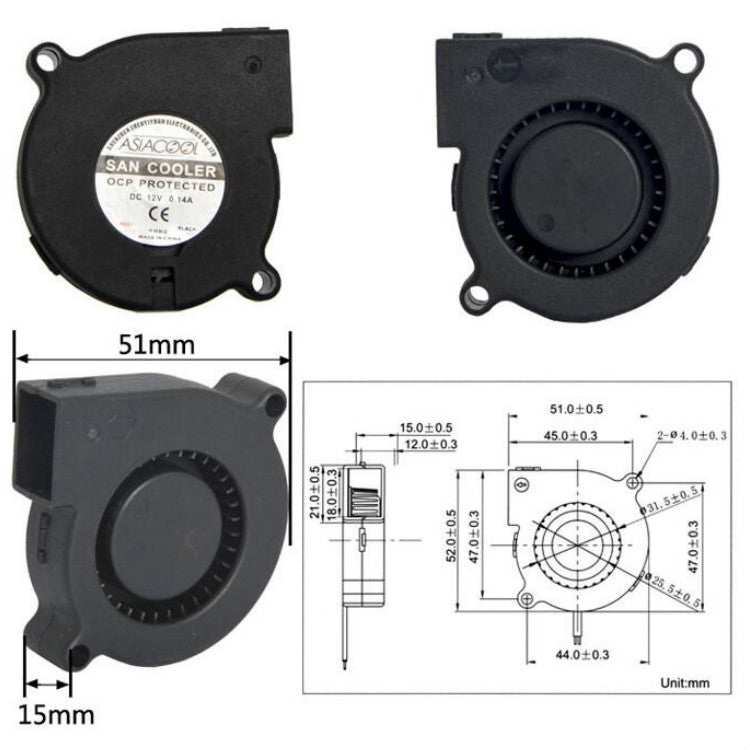 ASIACOOL Silent Turbo Blower Fan, 5015 12V, 7530 12V, 9733 12V
