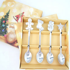 2 Sets Creative Stainless Steel Christmas Cutlery Four-piece Set