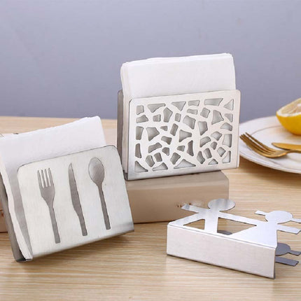 Restaurant Hotel Napkin Nolder Paper Towel Holder Stainless Steel Square Towel Holder, Tableware (Sanding), Grilles (Sanding), Grilles (Bright Light), Plant (Sanding), Lovers (Sanding)