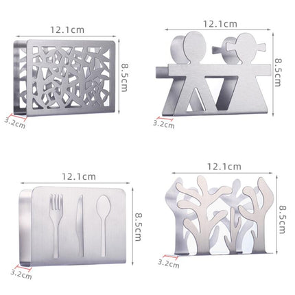 Restaurant Hotel Napkin Nolder Paper Towel Holder Stainless Steel Square Towel Holder, Tableware (Sanding), Grilles (Sanding), Grilles (Bright Light), Plant (Sanding), Lovers (Sanding)
