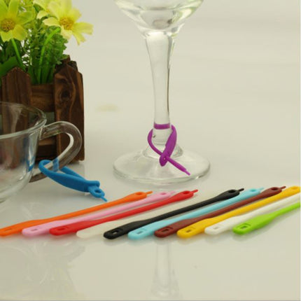 12 PCS / Set Wine Glass Recognizer Creative Silicone Wine Glass Mark, Rope