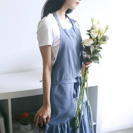 Cotton Linen Fishtail Long Slim Fit Apron Florist Manicure Shop Overalls