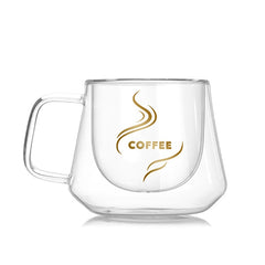 Double Wall Mug Office Mugs Heat Insulation Double Coffee Mug Coffee Glass Cup, Labeled, No label
