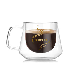 Double Wall Mug Office Mugs Heat Insulation Double Coffee Mug Coffee Glass Cup, Labeled, No label