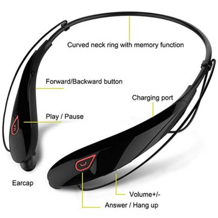Large Capacity Bettery Handsfree Sport Wireless Bluetooth Stereo Earphones with Mic