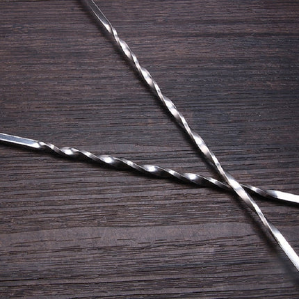 2 PCS Stainless Steel Long Handle Fork Spoon Cocktail Ice Stirrer Double Head Wine Mixing Stick