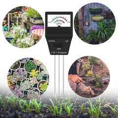 2 in 1 Soil PH Meter Fertility Tester Instrument Gardening Tools with 3 Probes, 2 in 1