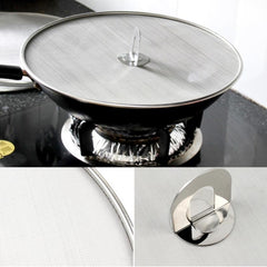 Stainless Steel Oil Proof Cover Fried Oil Splash Proof Net Cover Pizza Tray Kitchen Gadget, 33cm Oil Proof Cover
