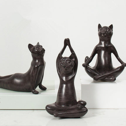 Yoga Cat Animal Figurine Home Decoration Crafts