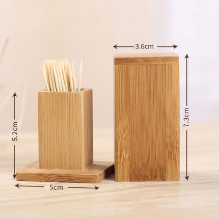2 PCS Natural Bamboo Toothpick Box Square Restaurant Hotel Toothpick Can with Lid, Bamboo Toothpick Box