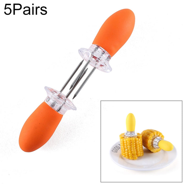 5 Pairs Outdoor BBQ Stainless Steel Corn Fork Fruit Fork Corn Device