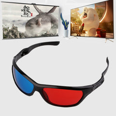 2 PCS Universal 3D Plastic Glasses Black Frame 3D Visoin Glass For Dimensional Anaglyph Movie Game DVD Video, 2 PCS Universal