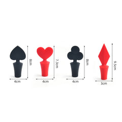 Silicone Wine Stopper Poker Series Wine Stopper, 12 PCS Peach Heart Shape, 12 PCS Poker Shape, 12 PCS Black Plum Shape, 12 PCS Red Square Shape