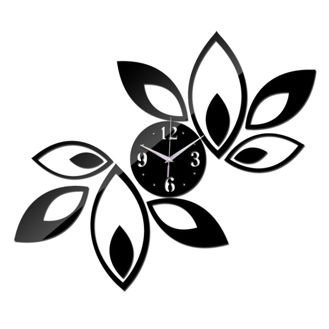Flower Art Modern Design DIY Removable 3D Crystal Mirror Wall Clock Wall Sticker Living Room Bedroom Decor