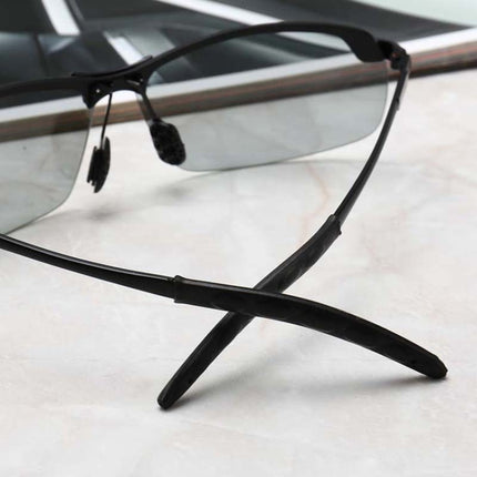 Photochromic Sunglasses Day and Night Vision Driving Eyewear, Black, Gun Metal, Sliver