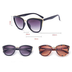 Fashion Cat Eye  Vintage Gradient Glasses UV400 Sunglasses for Ladies, Black, Brown