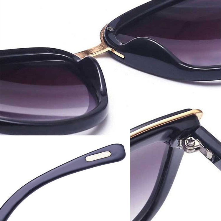 Fashion Cat Eye  Vintage Gradient Glasses UV400 Sunglasses for Ladies, Black, Brown