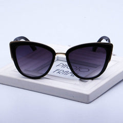 Fashion Cat Eye  Vintage Gradient Glasses UV400 Sunglasses for Ladies, Black, Brown