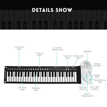 49-Key Portable Hand-Rolled Piano With Horn Children Beginners To Practice Electronic Piano, 49-Key Hand-Rolled Piano