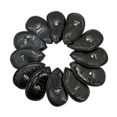 12 in 1 PU Leather Golf Club Cap Set, Black Litchi Texture