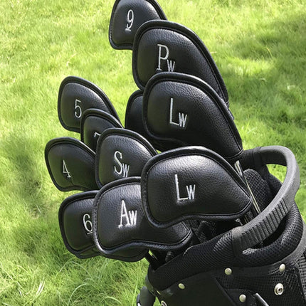 12 in 1 PU Leather Golf Club Cap Set, Black Litchi Texture