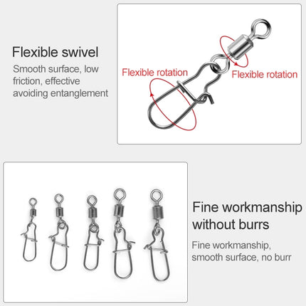 10pcs /Pack Stainless Steel Fishing Connector Bearing Rolling Swivel Connector Fishing Gear Accessories, 12(17mm), 10(20mm), 8(22mm), 7(25mm), 6(26mm), 5(29mm), 4(30mm), 3(34mm), 2(36mm), 1(40mm)