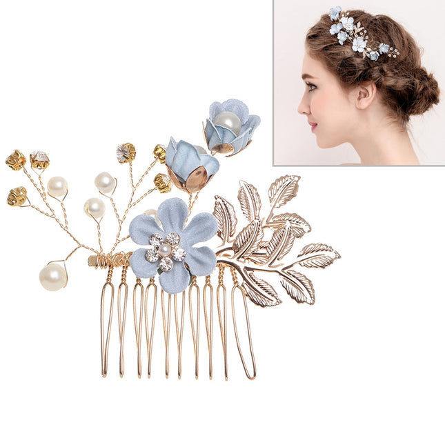 Fashion Flower Hair Combs Headdress Prom Bridal Wedding Hair Accessories Gold Leaves Hair Jewelry Hair Pins, Blue 1 flower, Blue 2 flower, Blue hair comb, Blue big size, Pink 1 flower, Pink 2 flower, Pink hair comb, Pink big zise, Purple 1 flower      ...
