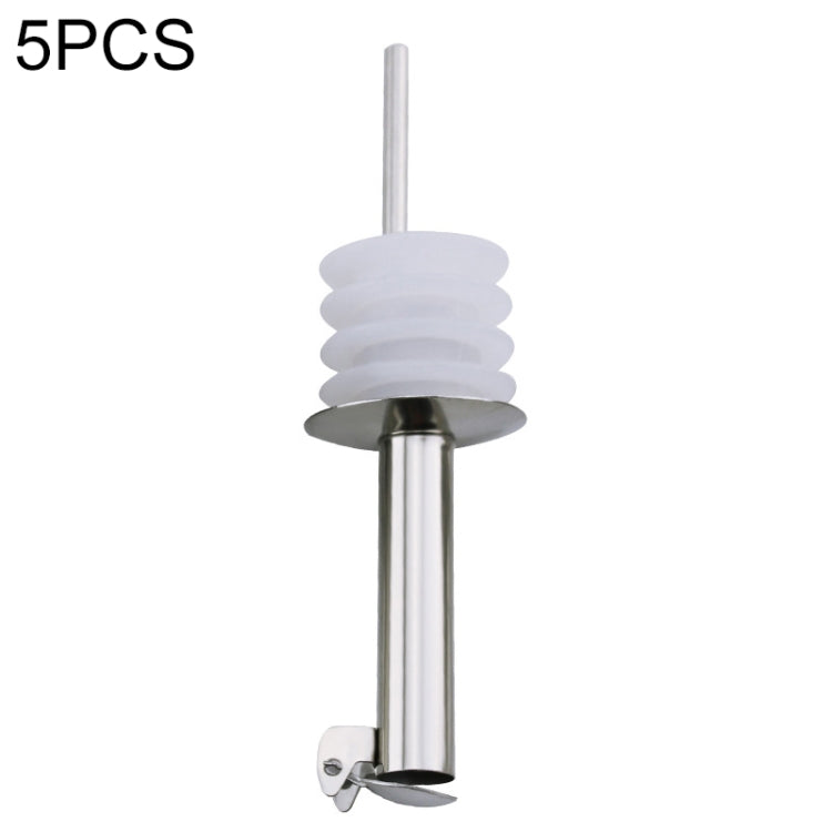 5 PCS Glass Bottle Stopper Stainless Steel Oil Stopper Silicone Stopper, White Hat Straight Mouth, White Hat Automatic Cap, Black Hat Straight Mouth, Black Hat Automatic Cap
