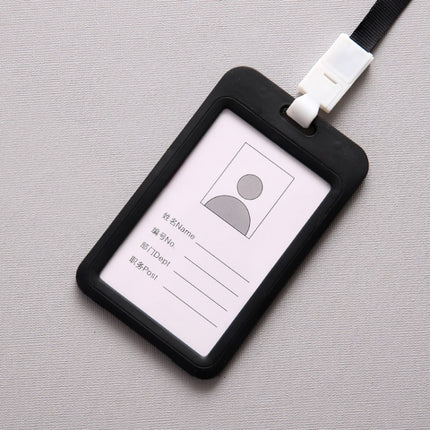 3 PCS Credit Card Holders PU Bank Card Neck Strap Bus Card ID Card Holder Identity Badge with Lanyard, Black, Pink, Gray, Green, Red, Yellow, Light Blue, Orange, Sapphire Blue