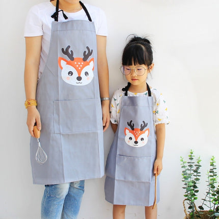 Cartoon Animal Cotton Sleeveless Smock Parent-child Apron, Children Apron S, Adult Apron L