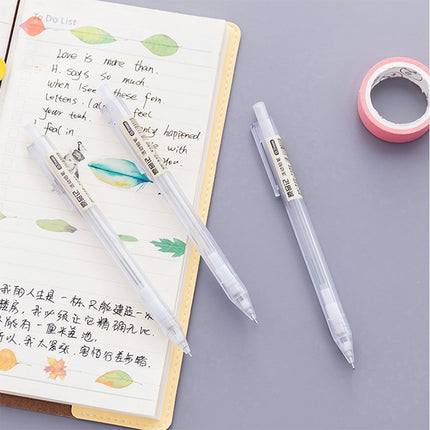 3 PCS Activity Pencil Frosted Transparent Hexagon Pen Student Pencil, 0.5mm 2B