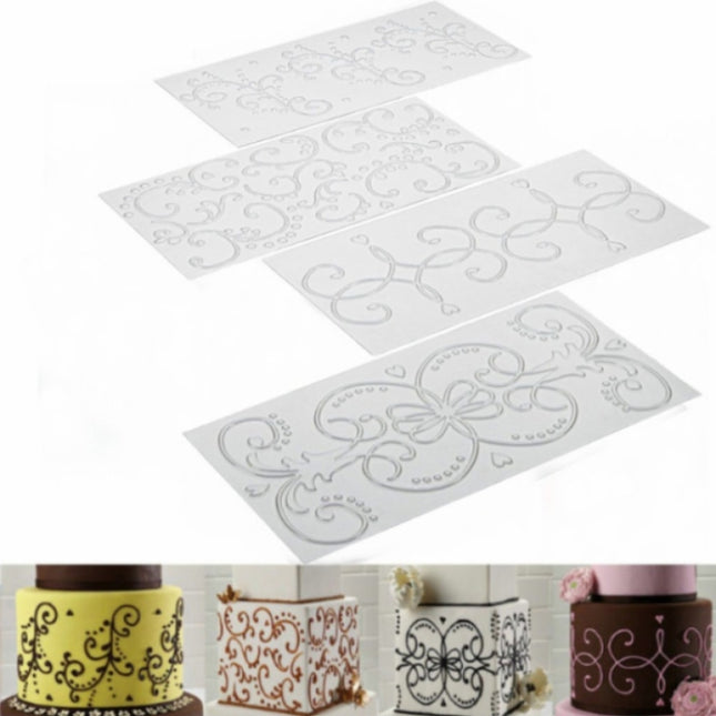 2 Sets DIY Cake Mold Wexture Fondant Printing Mold, Plaid pattern, Roll rattan