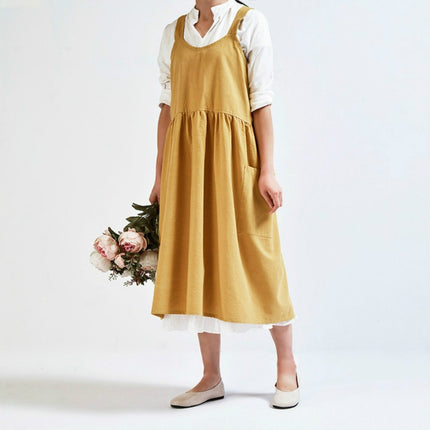 High Waist Cotton Linen Solid Color Apron
