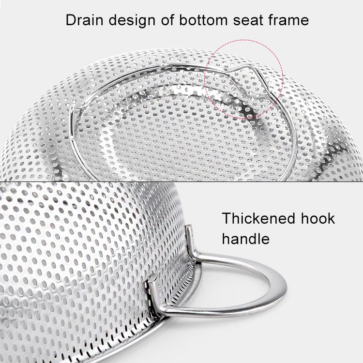 Stainless Steel Round Wash Basket Binaural Wash Rice Basket Drain Basin