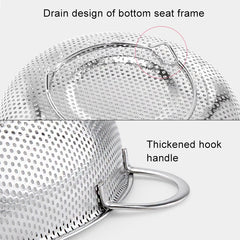 Stainless Steel Round Wash Basket Binaural Wash Rice Basket Drain Basin