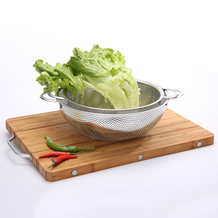 Stainless Steel Round Wash Basket Binaural Wash Rice Basket Drain Basin, 22cm, 25cm, 28cm, 31cm