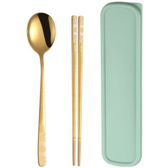 Stainless Steel Tableware Student Office Worker Portable Tableware Set, 2 PCS / Set Silver, 3 PCS / Set Silver, 2 PCS / Set Gold, 3 PCS / Set Gold, 2 PCS / Set Rose Gold, 3 PCS / Set Rose Gold, 2 PCS / Set Black, 3 PCS / Set Black