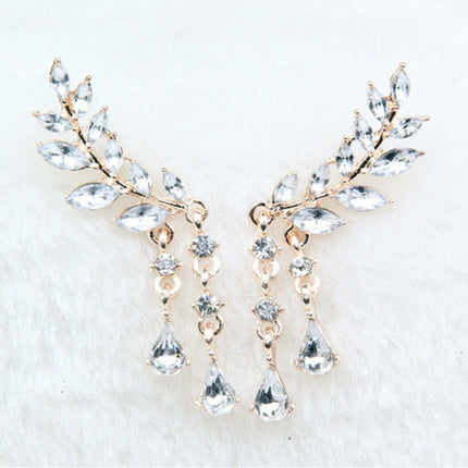 Women Tassel Wing Style Drop Earrings Fashion Cubic Jewelry, Golden color, Silver color