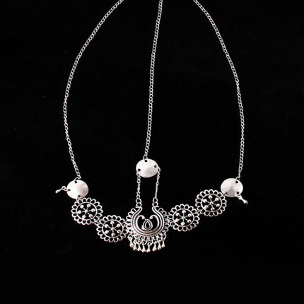 Silver Vintage Tassel Hair Jewelry Metal Coin Headband Long Punk Head Chain Piece Forehead Headpiece