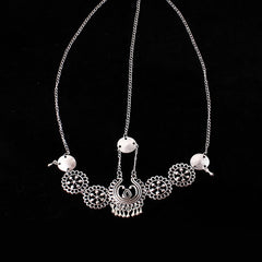 Silver Vintage Tassel Hair Jewelry Metal Coin Headband Long Punk Head Chain Piece Forehead Headpiece