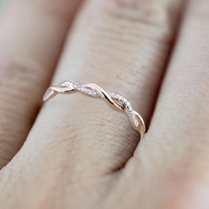 Woman Classical Cubic Zirconia Twist Shape Ring, gold, sliver, rose gold