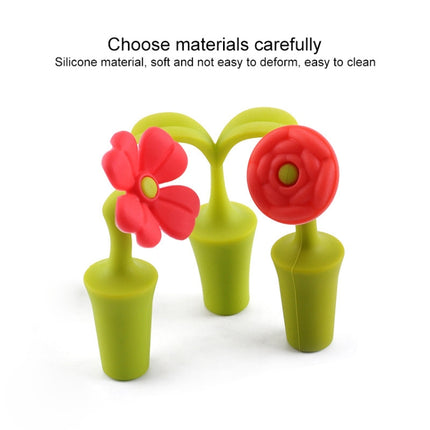 3 PCS Creative Wine Drink Preservation Stopper Flower Silicone Wine Stopper, 3 PCS Rose Stopper, 3 PCS Red Sun Flower Beer Stopper, 3 PCS Leaf Beer Stopper