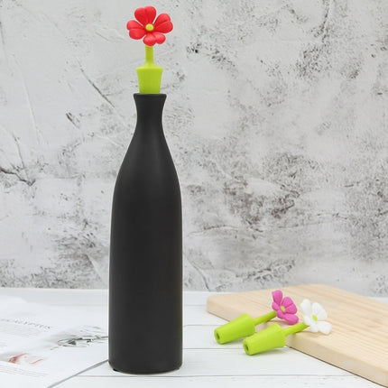3 PCS Creative Wine Drink Preservation Stopper Flower Silicone Wine Stopper, 3 PCS Rose Stopper, 3 PCS Red Sun Flower Beer Stopper, 3 PCS Leaf Beer Stopper